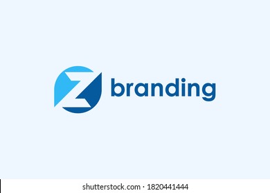 Simple Initial Letter Z Logo. Blue Circle Shape with Negative Space Z Letter inside. Usable for Business and Technology Logos. Flat Vector Logo Design Template Element.