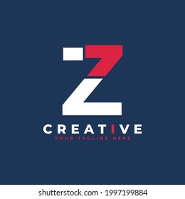 Logotipo de letra inicial simple Z. Forma blanca y roja Estilo de recorte de letras. Usable para logotipos de empresas y marcas. Elemento de plantilla Ideas de diseño de logotipo de vectores planos.