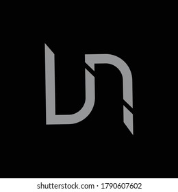Simple initial minimal biased based vector logo design of letter U and N with black background