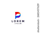 Simple Initial Mosaic P Letter Logo Design. Multicolor Geometric Mosaic P Letter Logo Design.