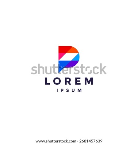 Simple Initial Mosaic P Letter Logo Design. Multicolor Geometric Mosaic P Letter Logo Design.