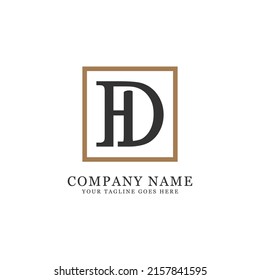 simple initial name DH letter logo vector with square, group name D and H logo design inspiration