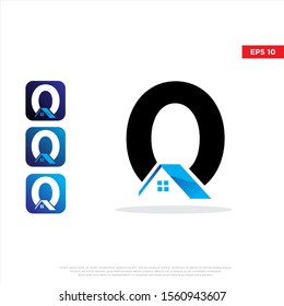 simple initial number 0 home logo. modern icon template design