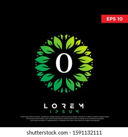 simple initial number 0 nature leaf logo. modern icon, template design