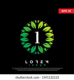 simple initial number 1 nature leaf logo. modern icon, template design