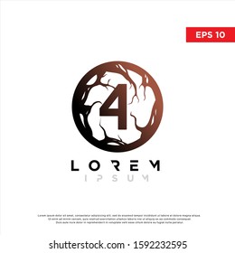 simple initial number 4 root logo. modern icon, template design