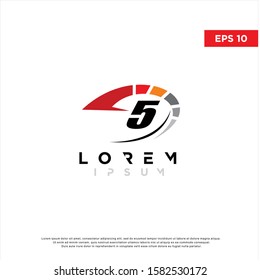 simple initial number 5 speed logo. modern icon, template design