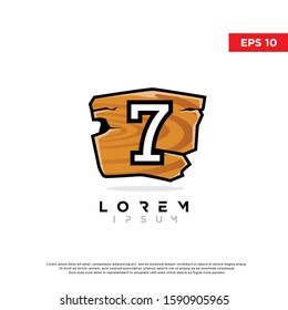 simple initial number 7 on a wood logo. modern icon, template design