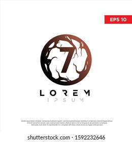 simple initial number 7 root logo. modern icon, template design