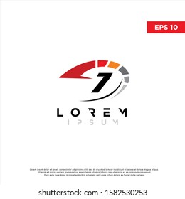simple initial number 7 speed logo. modern icon, template design