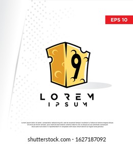 simple initial number 9 on cheese logo. modern icon, template design