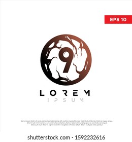 simple initial number 9 root logo. modern icon, template design