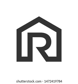 Simple initial R building logo icon vector