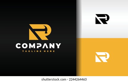 simple initial R hammer logo