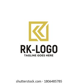 Simple Initial R & K, Monogram RK KR with modern square logo design