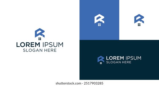 design de logotipo inicial r letter home simples