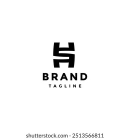 Simple Initial S Above H Letter Logo Design. Simple Initial SH or HS Letter Logo Design.