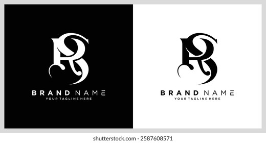 Simple initial SR letter vector logo design