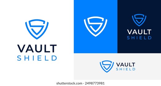 Simple Initial V S for Shield Vault Plantilla de diseño de logotipo de escudo de seguridad