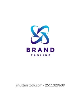 Simple Initial X Letter Arrows Converge Logo Design. Four Arrows Converge To The Center Logo Design.