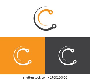 simple initials c, cc, cc geometric network line and digital data logo