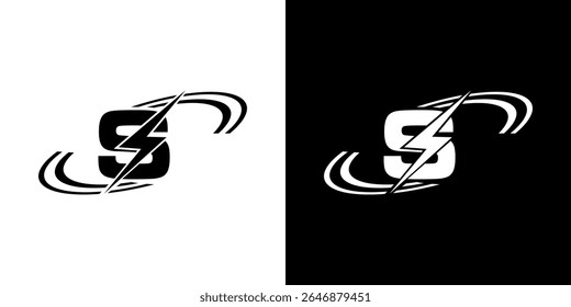 simple initials and lightning logo vector