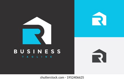 Simple Initials R Home Logo	