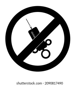 Simple injection vector for sign and symbol on white background with prohibition sign.