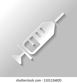 Simple injector icon. Paper style with shadow on gray background