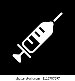 Simple injector icon. White icon on black background. Inversion