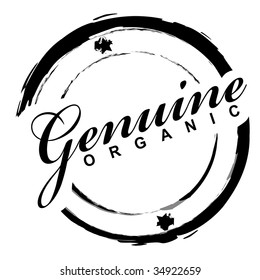 Simple ink drawn icon with genuine organic text