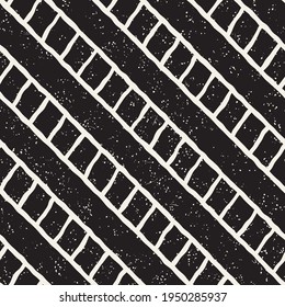 Simple ink geometric diagonal lines pattern. Monochrome black and white strokes background. Hand drawn ink brushed texture for your design