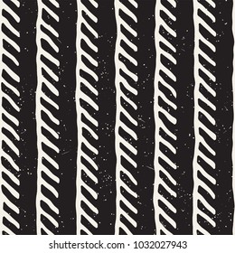 Simple ink geometric pattern. Monochrome black and white strokes background. Hand drawn ink texture for your design