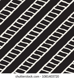 Simple ink geometric pattern. Monochrome black and white strokes background. Hand drawn ink brushed texture for your design