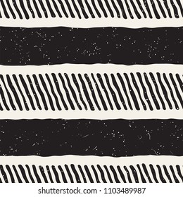 Simple ink geometric pattern. Monochrome black and white strokes background. Hand drawn ink brushed texture for your design