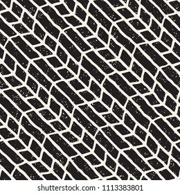 Simple ink geometric pattern. Monochrome black and white strokes background. Hand drawn ink brushed texture for your design