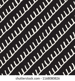 Simple ink geometric pattern. Monochrome black and white strokes background. Hand drawn ink brushed texture for your design