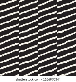 Simple ink geometric pattern. Monochrome black and white strokes background. Hand drawn ink brushed texture for your design
