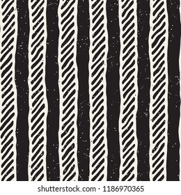 Simple ink geometric pattern. Monochrome black and white strokes background. Hand drawn ink brushed texture for your design