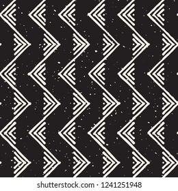 Simple ink geometric pattern. Monochrome black and white strokes background. Hand drawn ink brushed texture for your design