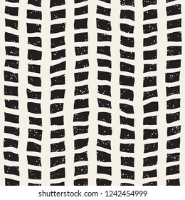 Simple ink geometric pattern. Monochrome black and white strokes background. Hand drawn ink brushed texture for your design