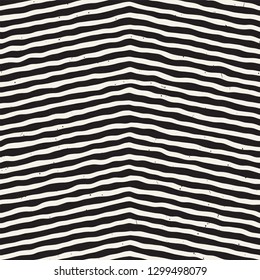 Simple ink geometric pattern. Monochrome black and white strokes background. Hand drawn ink brushed zigzag lines.