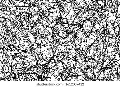 A Simple ink geometric pattern. Monochrome black and white strokes, lines, point background. Hand drawn ink brushed texture for your design