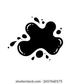 Simple ink splash or paint splatter with a messy, liquid shape. A modern grunge graphic for creative backgrounds and abstract art.