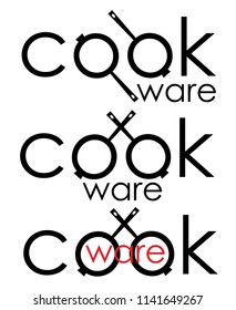 simple inscription cookware, pans minimalist text logo