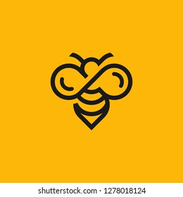 simple insect bee logo made with line art style vector graphic download
