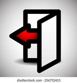 Simple Inside Or Outside Door Symbol, Sign With Red Arrow