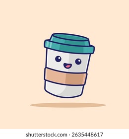 Simple Instant Coffee in a Paper Cup cartoon vector illustration Collection of Drink concept icon isolated
