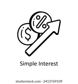 Simple Interest vector  outline doodle Design illustration. Symbol on White background EPS 10 File