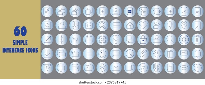 Simple interface icons. Simple interface outline icons set.